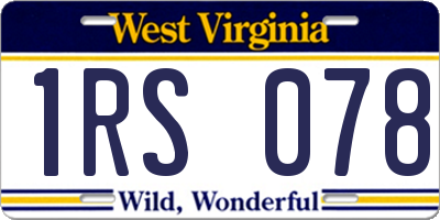 WV license plate 1RS078