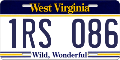 WV license plate 1RS086