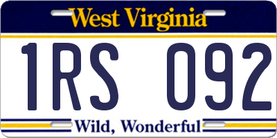 WV license plate 1RS092