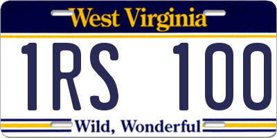 WV license plate 1RS100