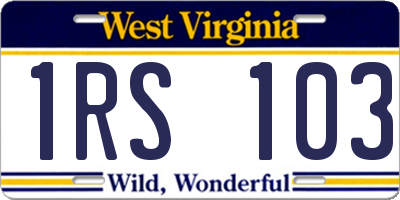 WV license plate 1RS103