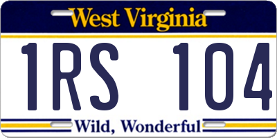 WV license plate 1RS104