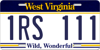WV license plate 1RS111