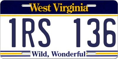 WV license plate 1RS136