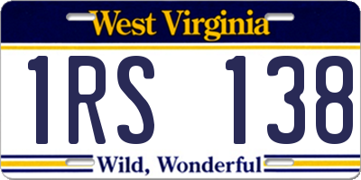 WV license plate 1RS138
