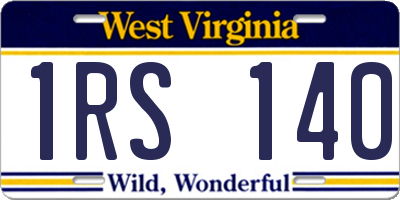 WV license plate 1RS140