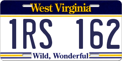 WV license plate 1RS162