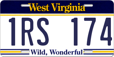 WV license plate 1RS174