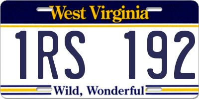 WV license plate 1RS192