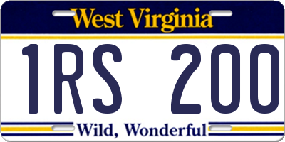 WV license plate 1RS200