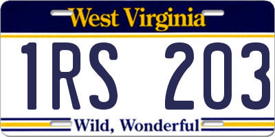 WV license plate 1RS203