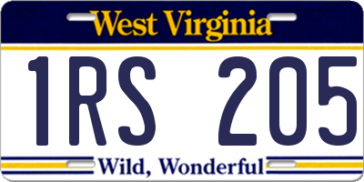WV license plate 1RS205