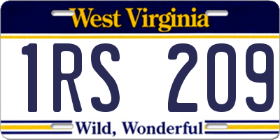 WV license plate 1RS209