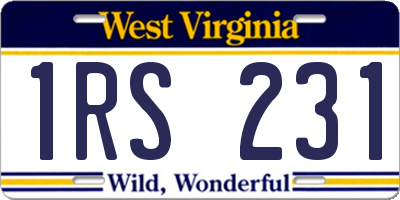 WV license plate 1RS231