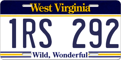 WV license plate 1RS292