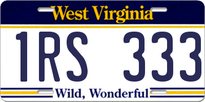 WV license plate 1RS333