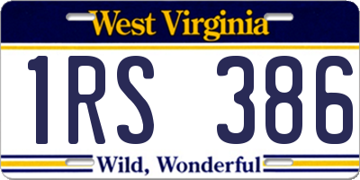 WV license plate 1RS386
