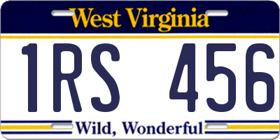 WV license plate 1RS456