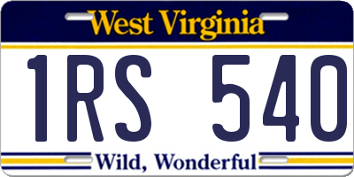 WV license plate 1RS540