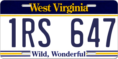 WV license plate 1RS647