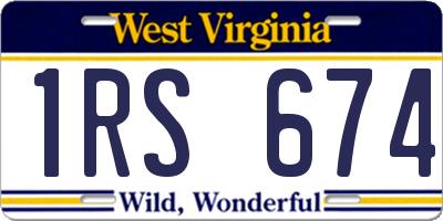 WV license plate 1RS674