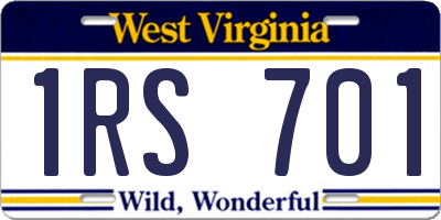 WV license plate 1RS701