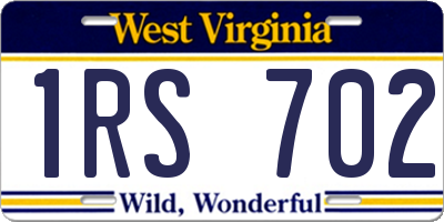 WV license plate 1RS702