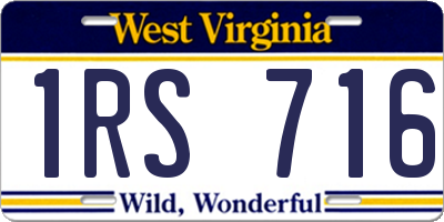 WV license plate 1RS716