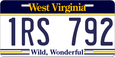 WV license plate 1RS792