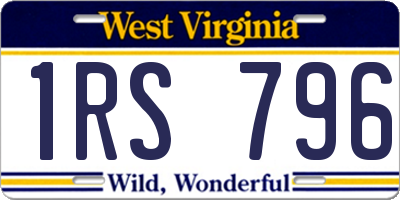 WV license plate 1RS796