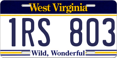 WV license plate 1RS803
