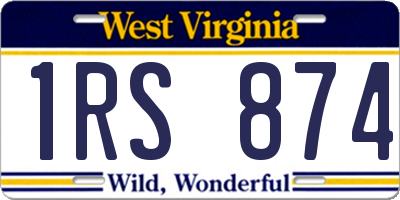 WV license plate 1RS874