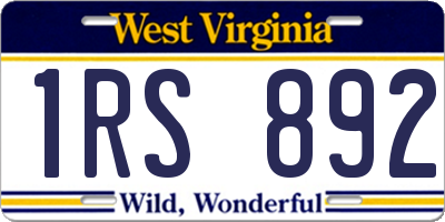 WV license plate 1RS892