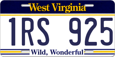 WV license plate 1RS925