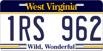 WV license plate 1RS962