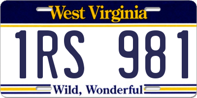 WV license plate 1RS981