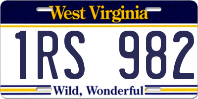 WV license plate 1RS982
