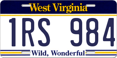 WV license plate 1RS984