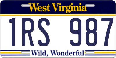 WV license plate 1RS987