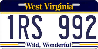 WV license plate 1RS992