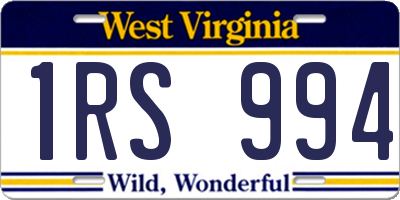 WV license plate 1RS994