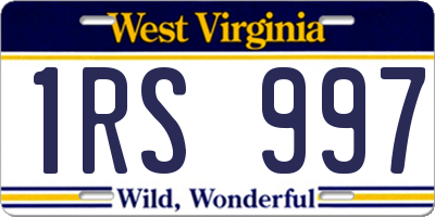 WV license plate 1RS997