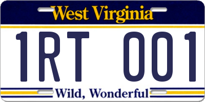 WV license plate 1RT001