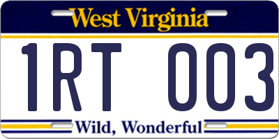 WV license plate 1RT003