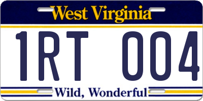 WV license plate 1RT004