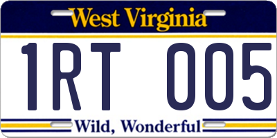 WV license plate 1RT005