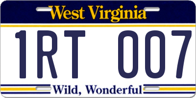 WV license plate 1RT007
