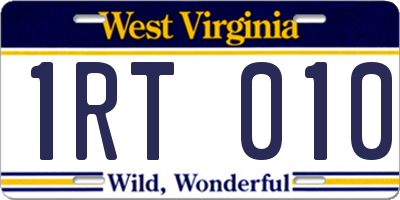 WV license plate 1RT010