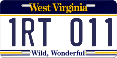 WV license plate 1RT011
