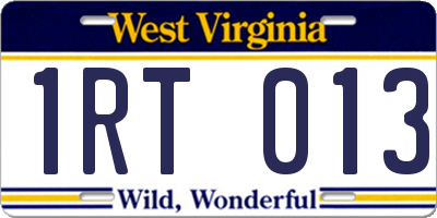 WV license plate 1RT013